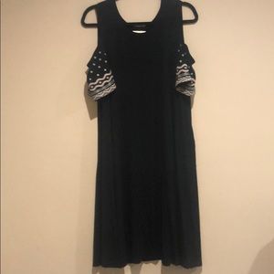 Style & Co Black Midi Open Shoulder T-Shirt Dress